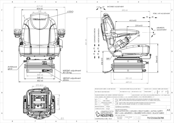Equipement véhicules - Sièges - Siège de tracteur