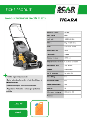 Herbes et entretien - Tondeuses thermiques - Tondeuse thermique tractée TG 55 TS