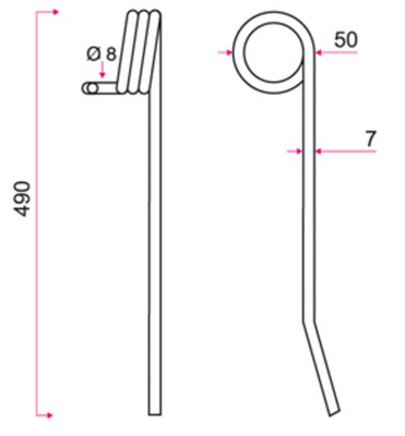 Pièces ébouseuses et étrilles - Pièces étrilles - Dent de herse étrille adaptable 7 mm