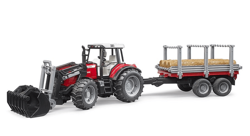 Jouets - Jouets - Tracteur MASSEY FERGUSON 7480 avec chargeur frontal et remorque