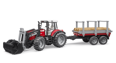 Jouets - Jouets - Tracteur MASSEY FERGUSON 7480 avec chargeur frontal et remorque