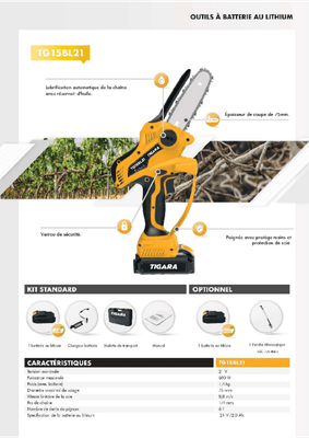 Bois - Tronçonneuses électriques - Scie de jardin à batterie TG15 BL21