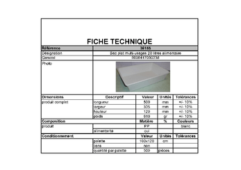Equipement ferme, jardin - Contenants - Bac alimentaire 20L