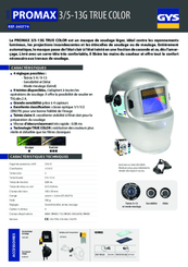 Soudure - Masques, verres - Masque à souder LCD PROMAX3/5-13G TC